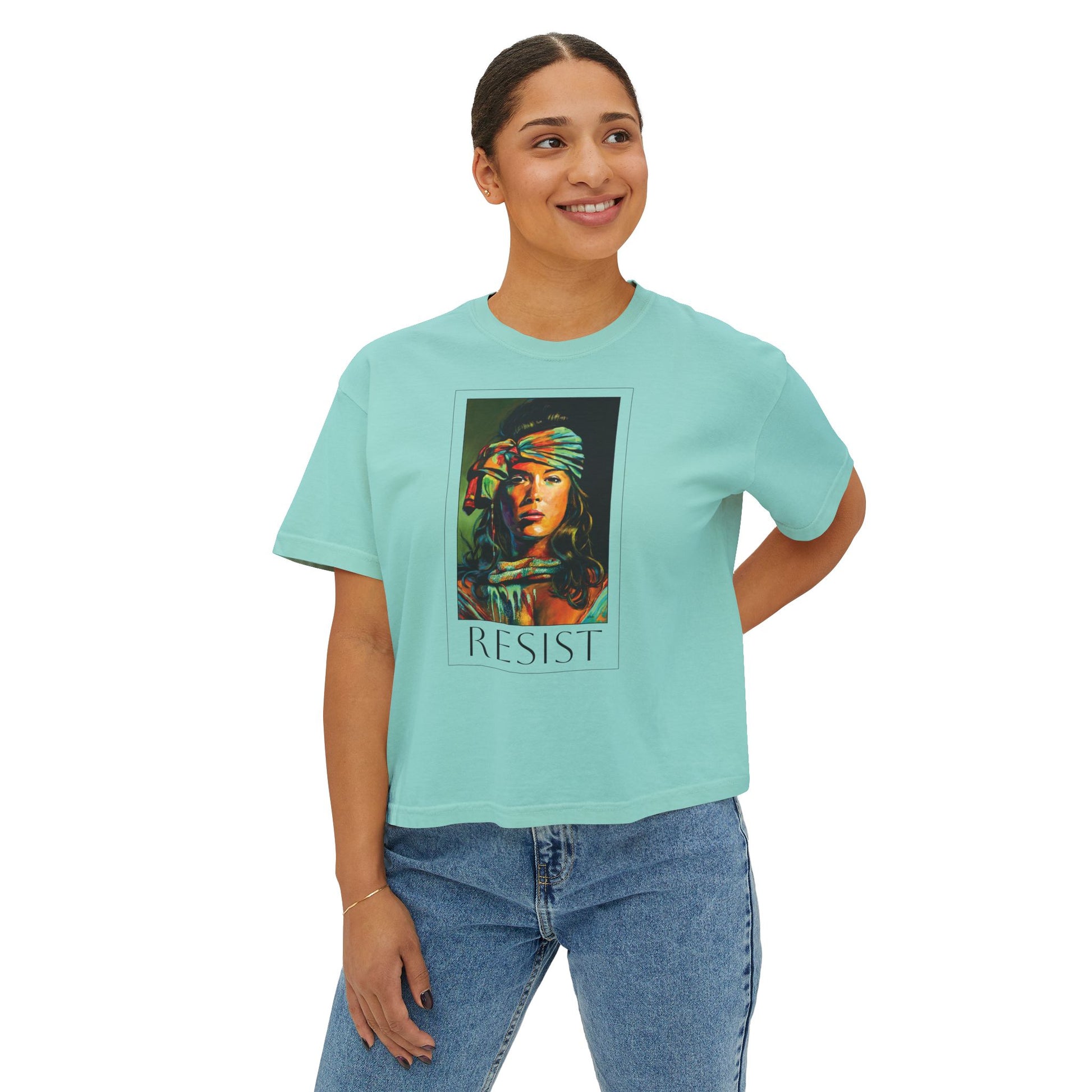 Resist Portrait Boxy Tee – Feminist Statement Graphic Tee