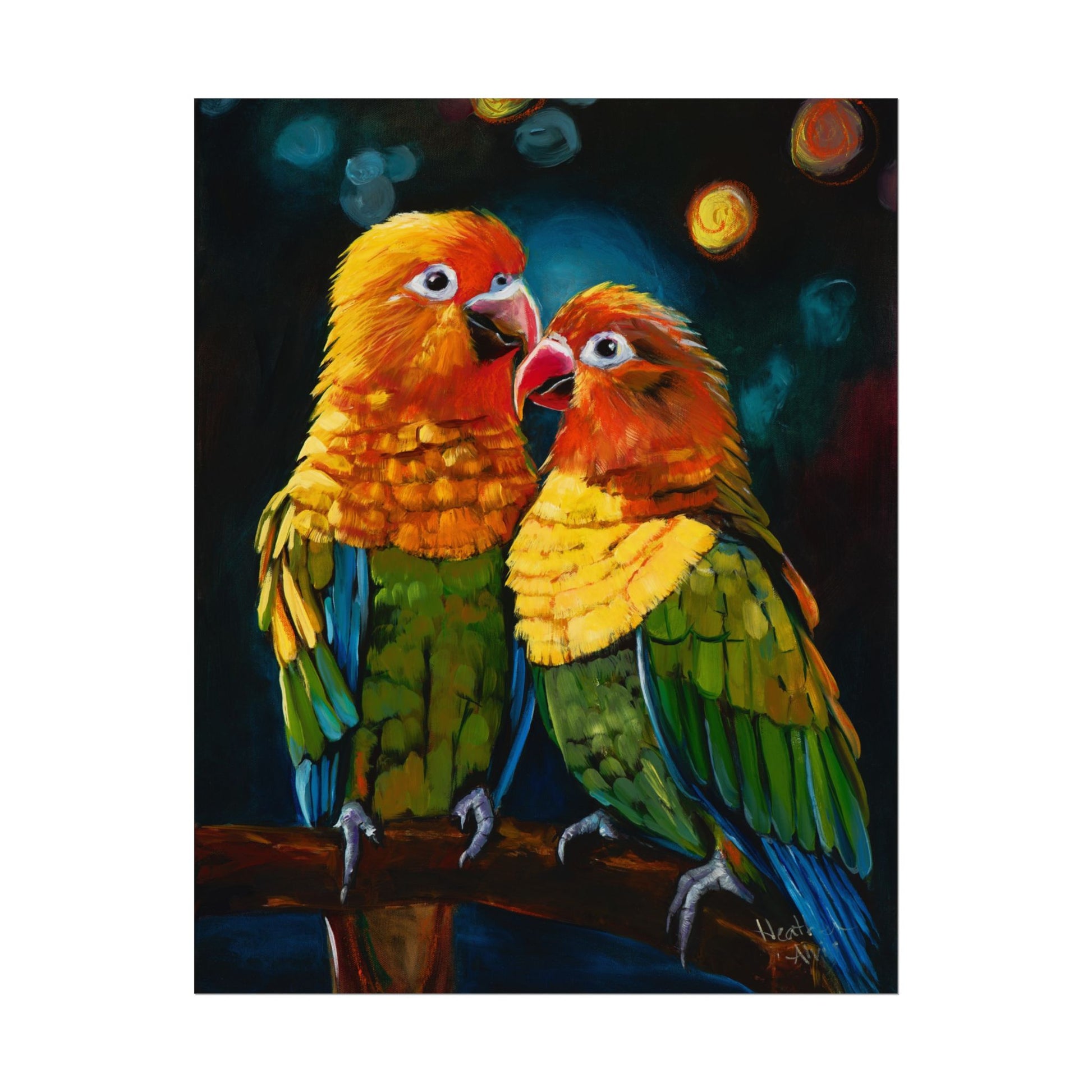 Sun Conure Parrots — Watercolor Paper