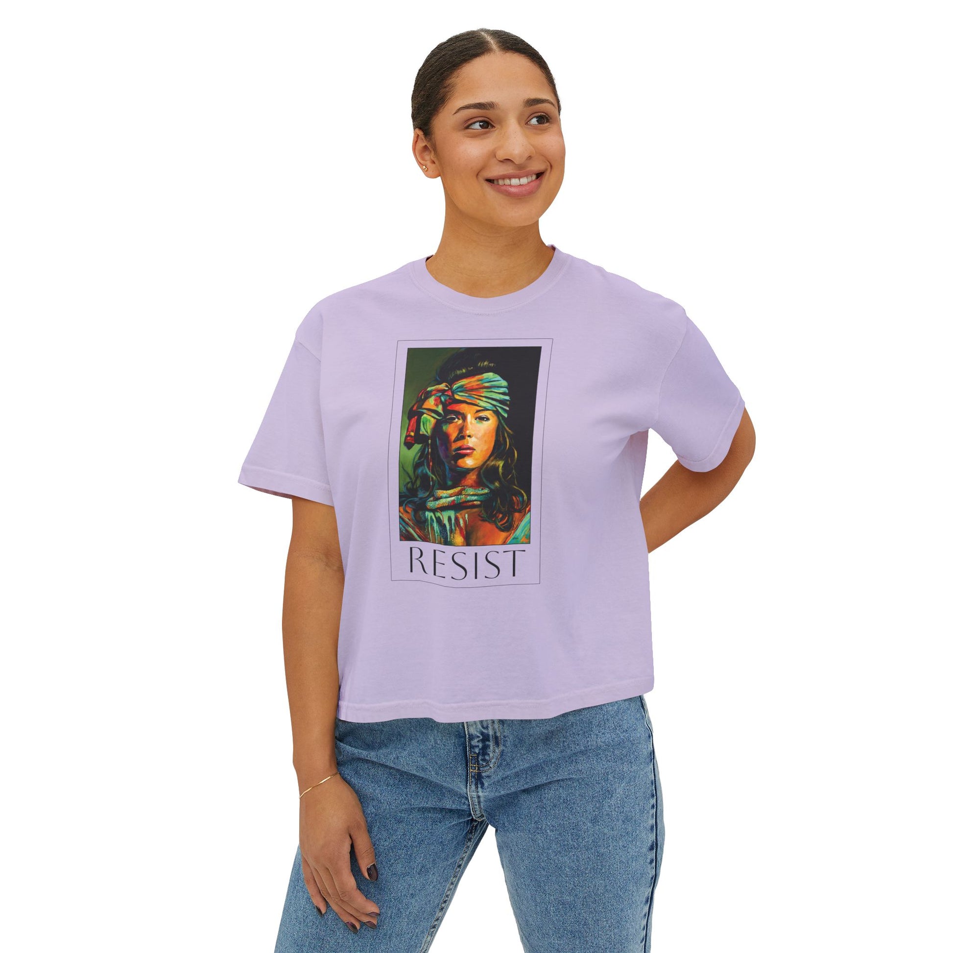 Resist Portrait Boxy Tee – Feminist Statement Graphic Tee