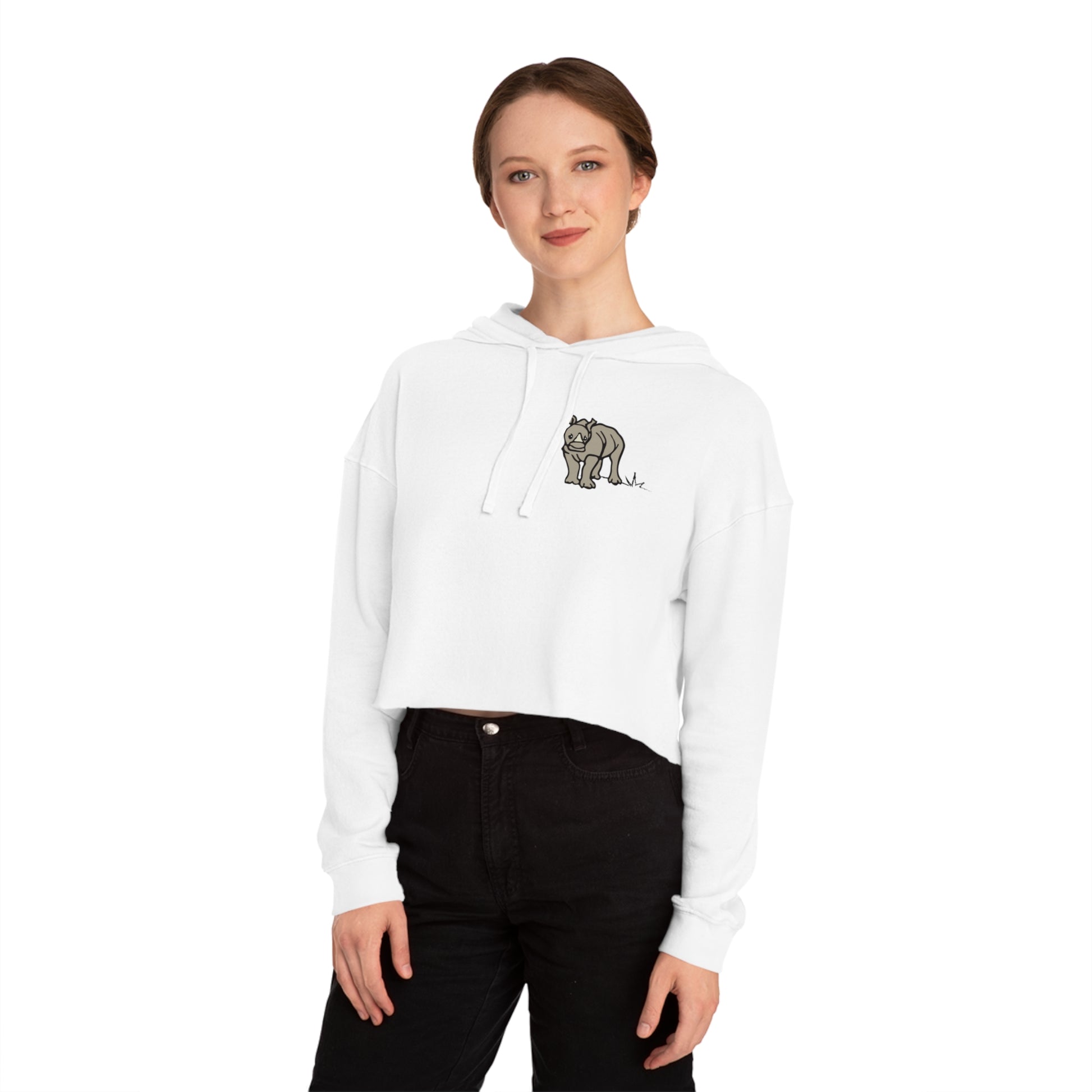 Baby Rhino Cropped Hoodie — Support Rhinos Minimalist Sweatshirt