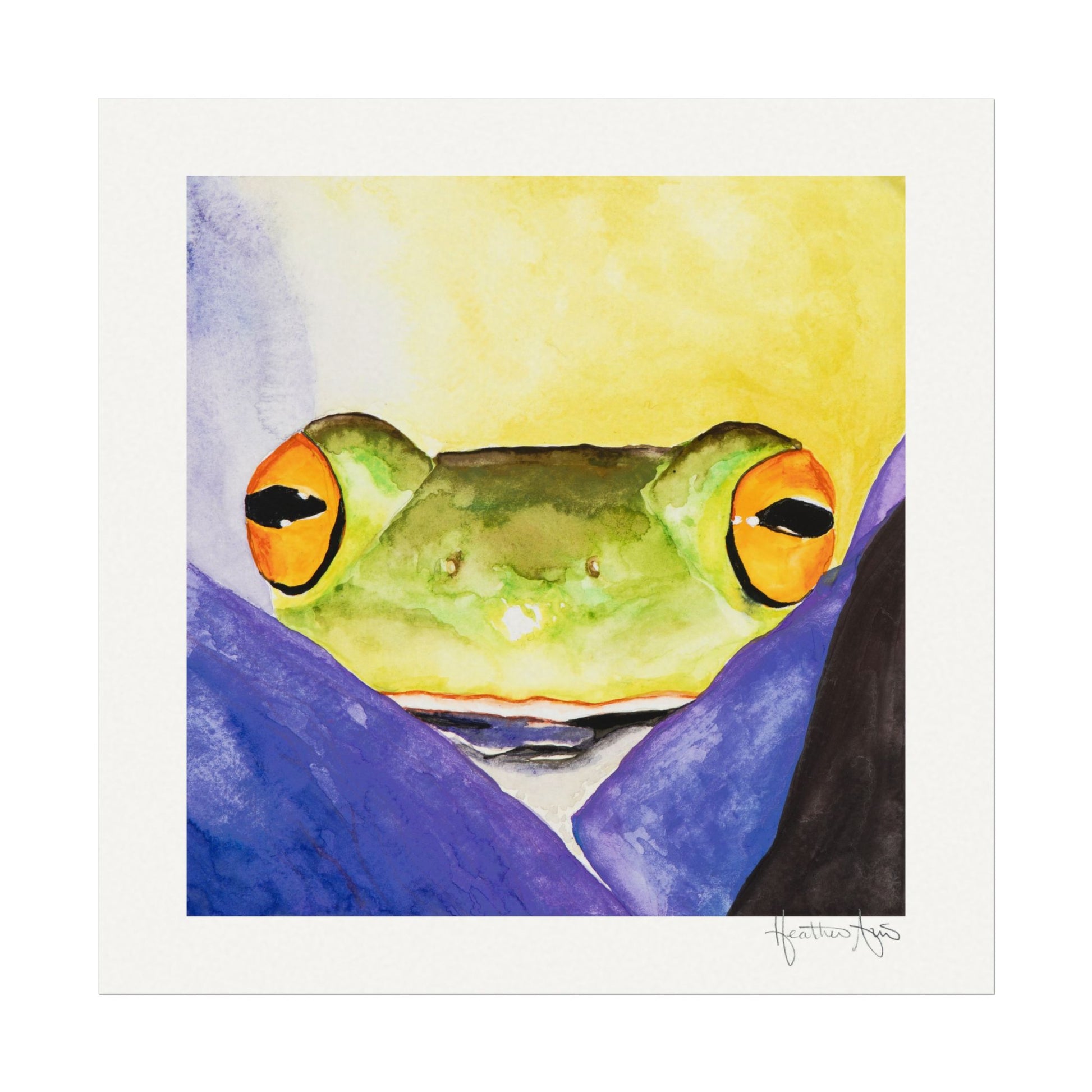 Peeking Frog — Watercolor Paper