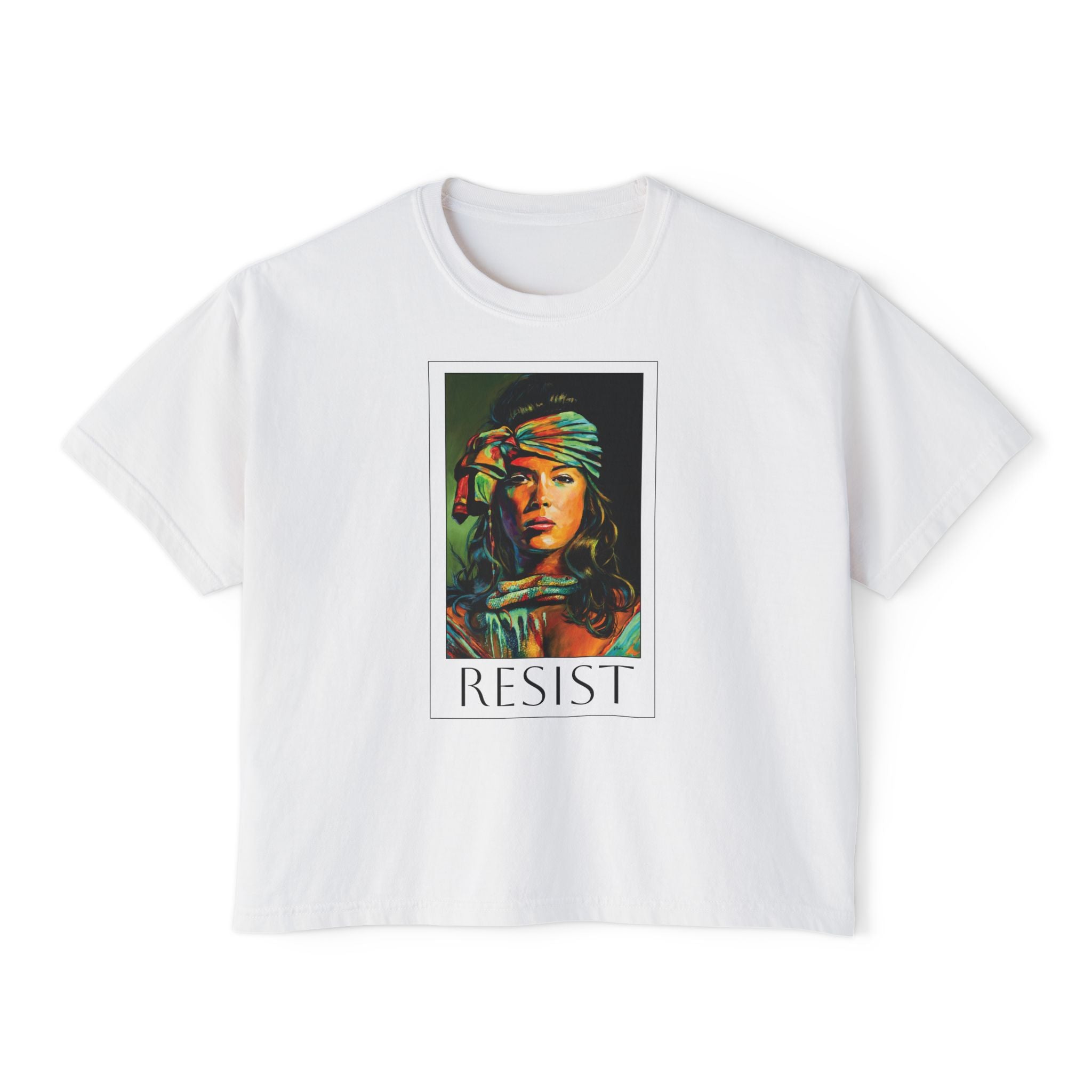 Resist Portrait Boxy Tee – Feminist Statement Graphic Tee