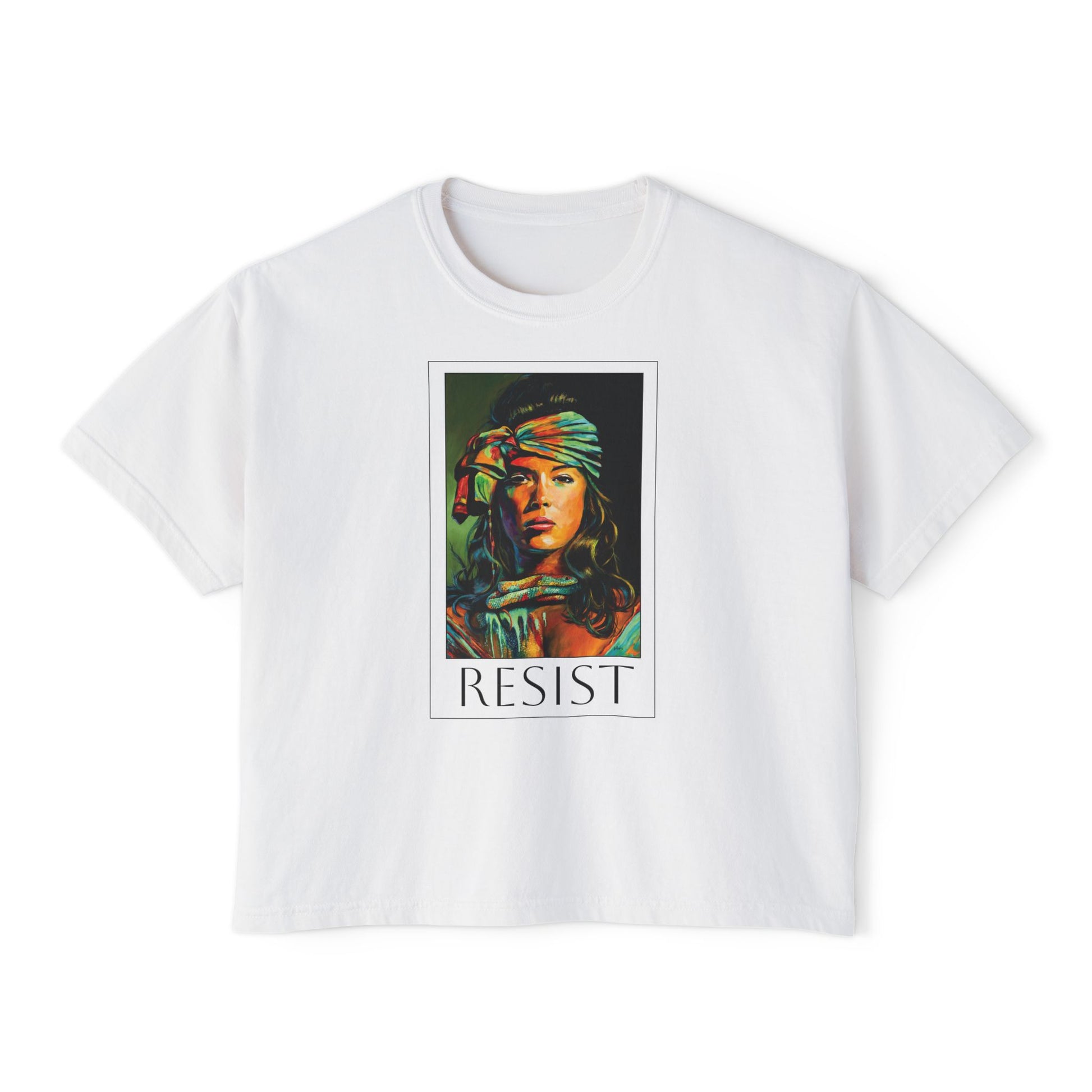 Resist Portrait Boxy Tee – Feminist Statement Graphic Tee