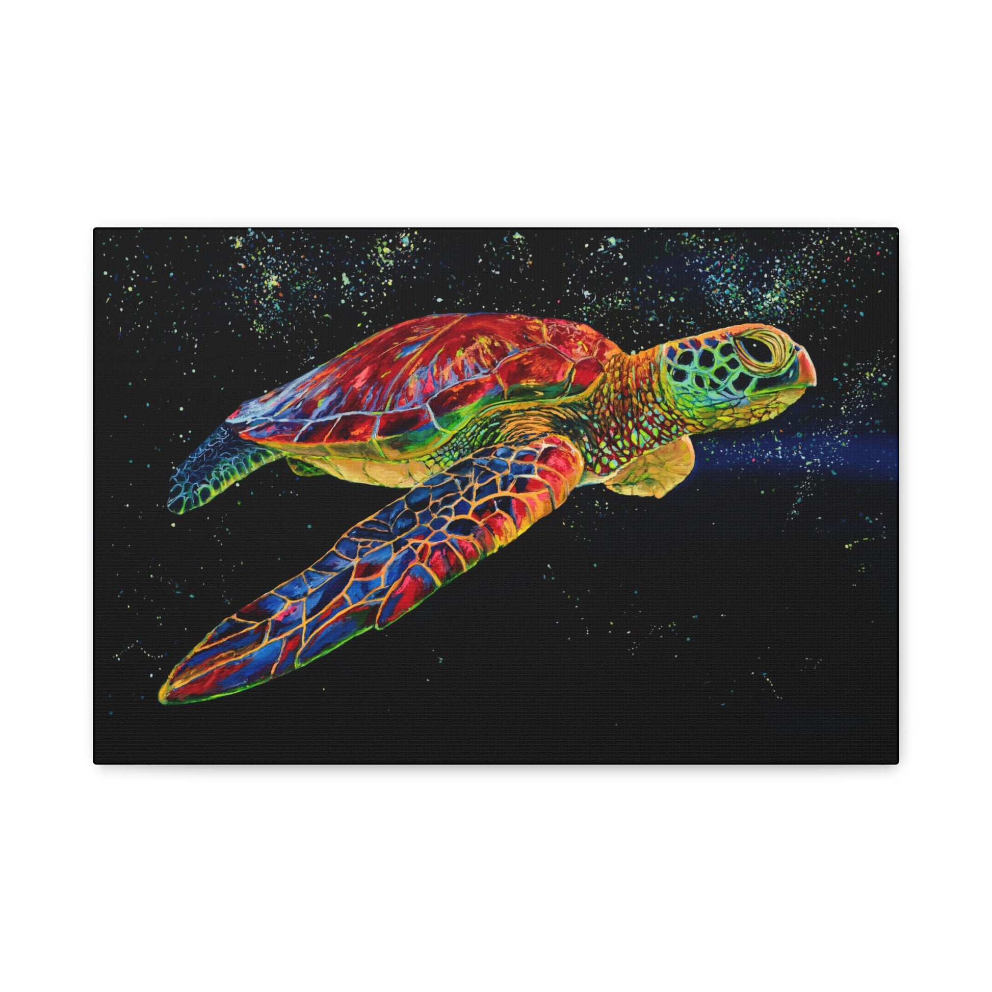 Sea Turtle in Bioluminescence — Stretched Canvas