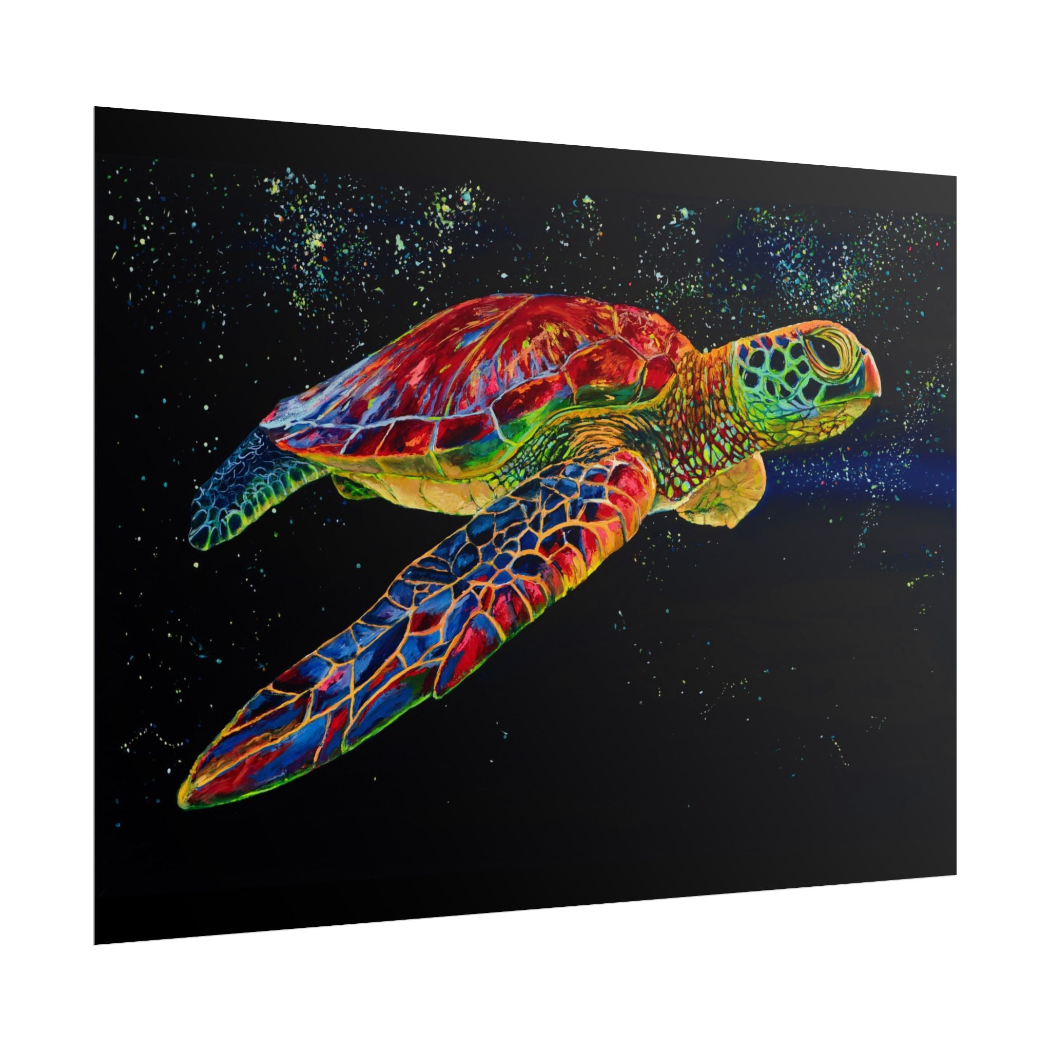 Sea Turtle in Bioluminescence — Rolled Poster