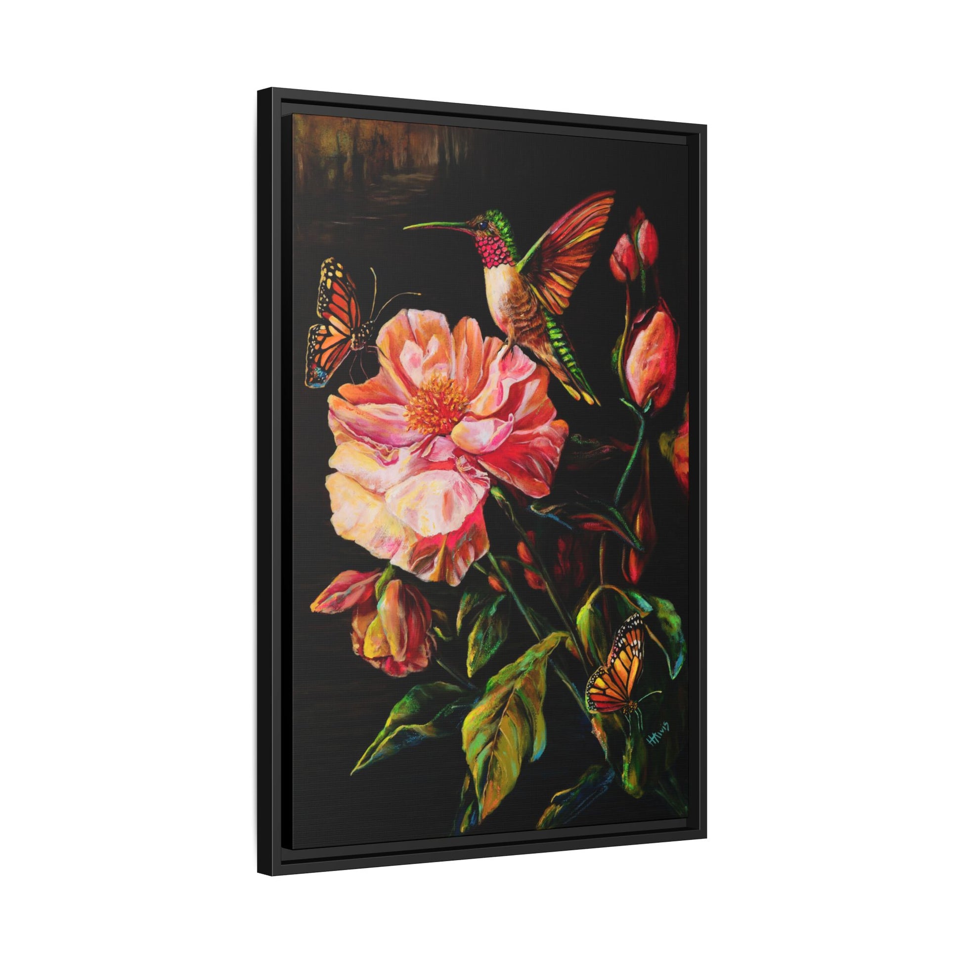 First Light: Hummingbird and the Peony — Original