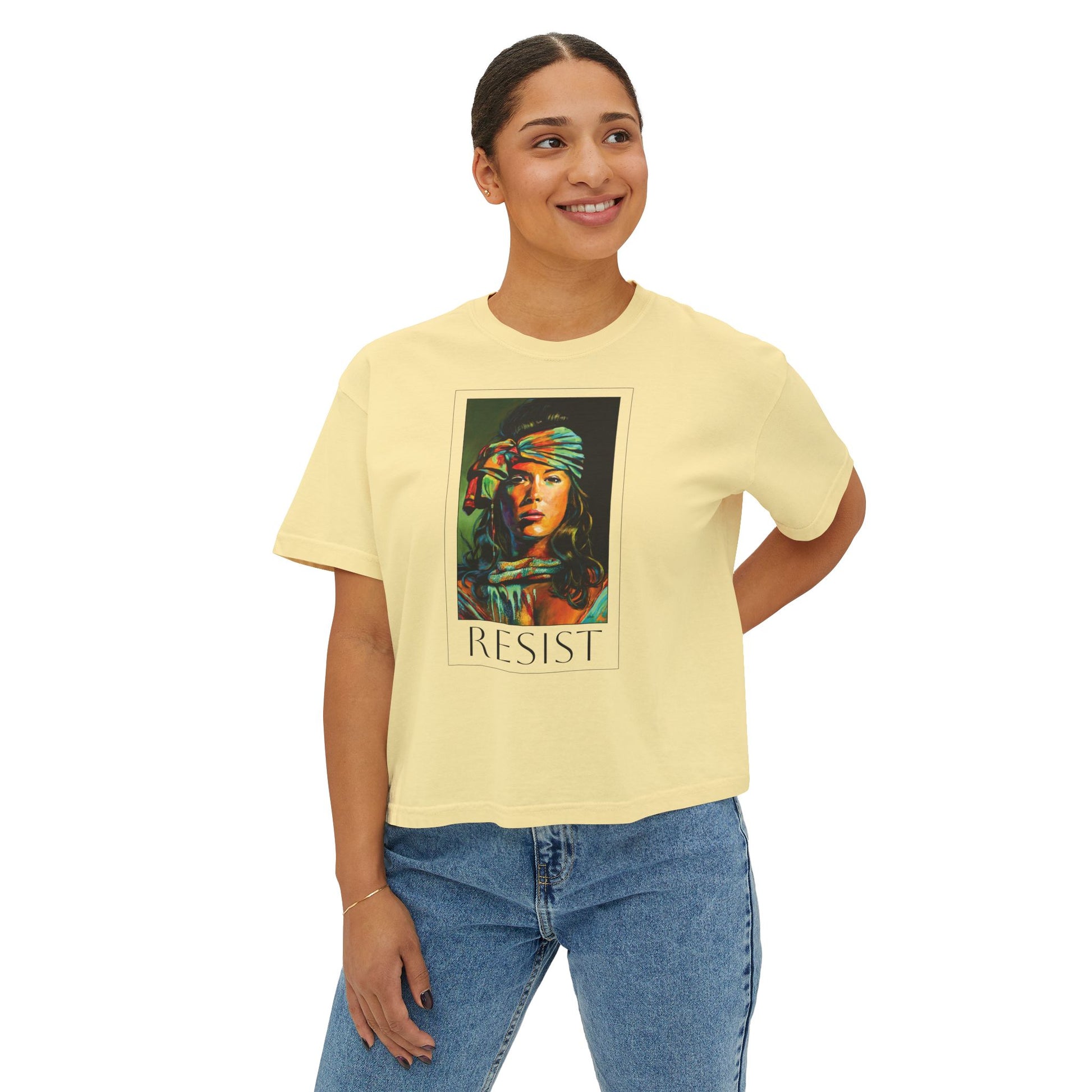 Resist Portrait Boxy Tee – Feminist Statement Graphic Tee