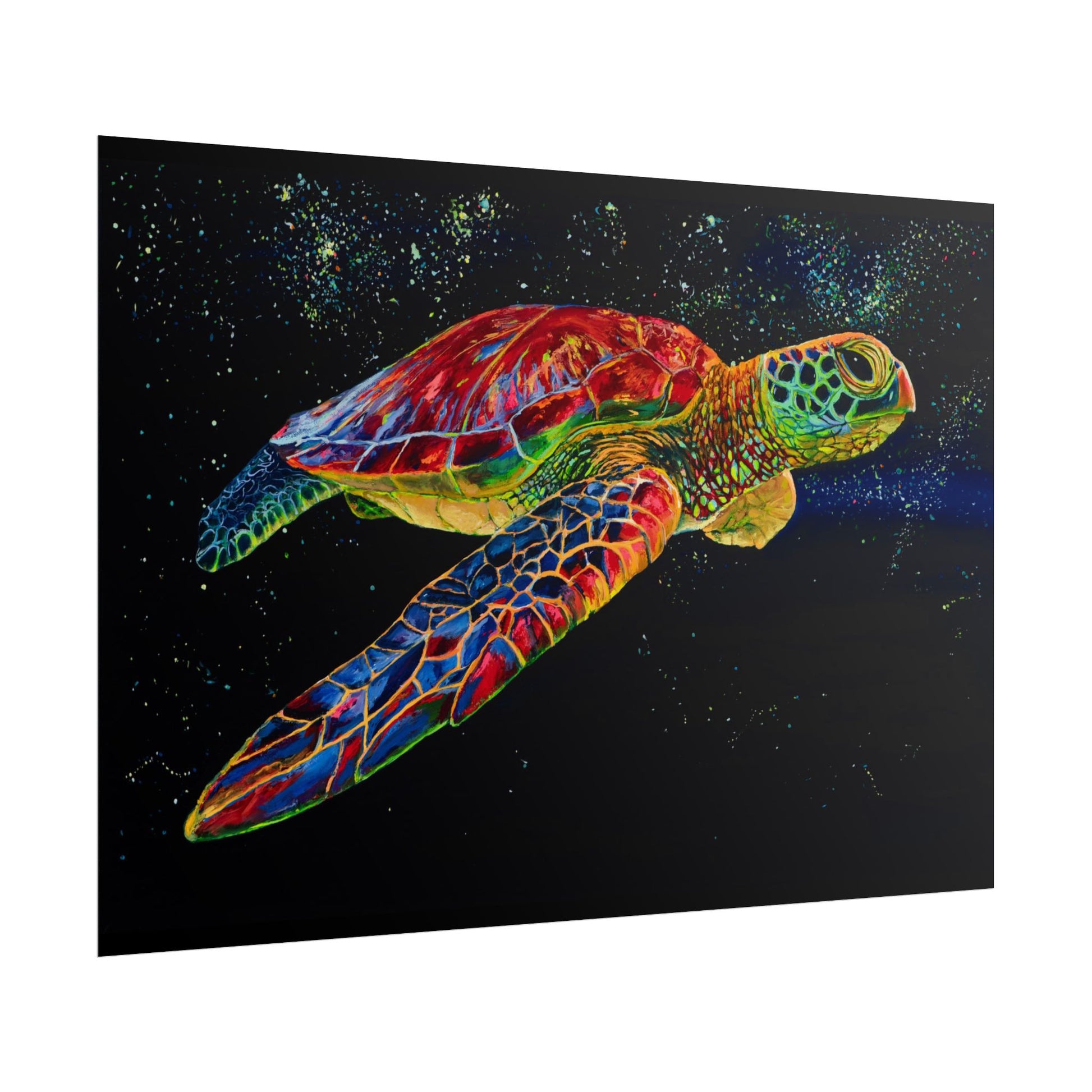 Sea Turtle in Bioluminescence — Rolled Poster