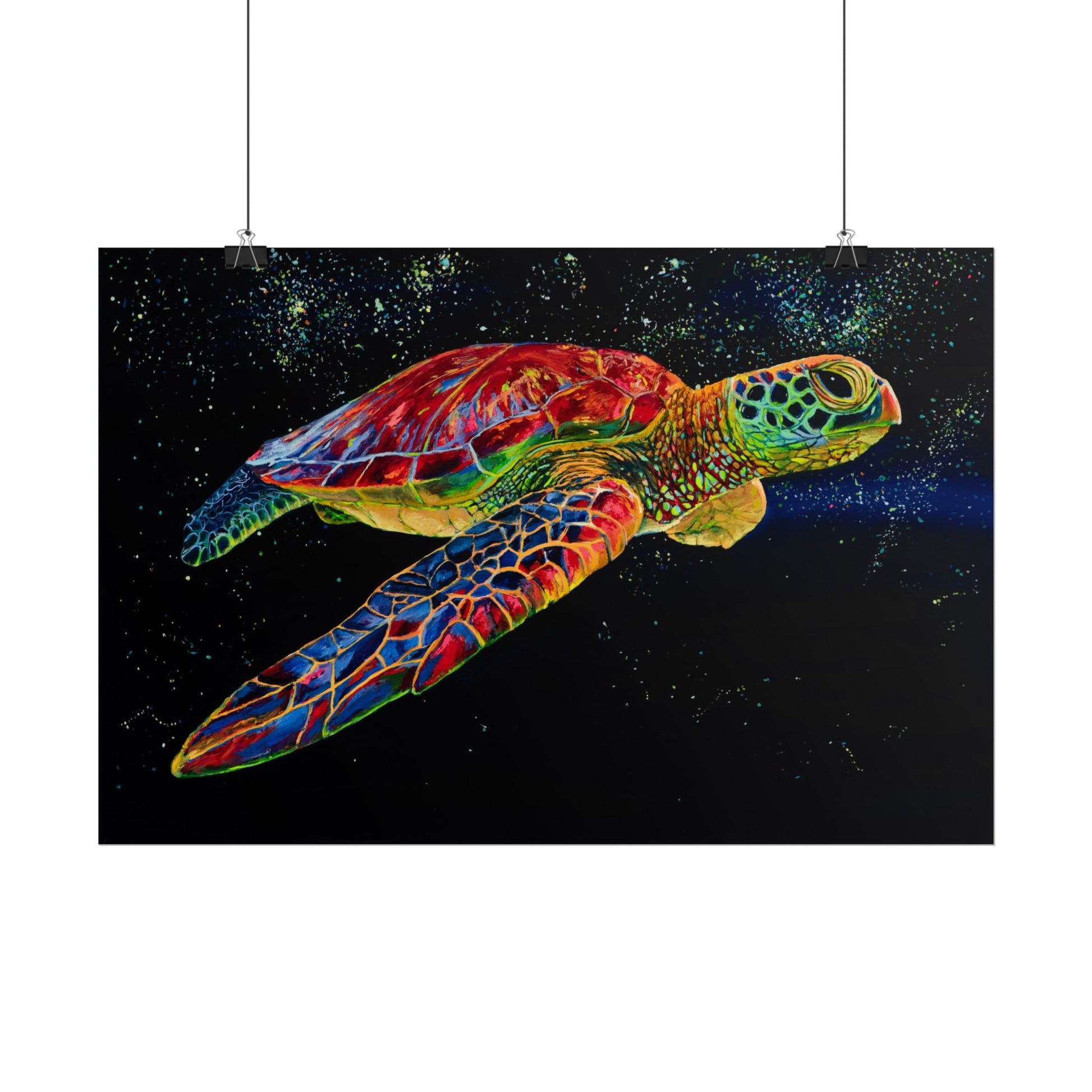 Sea Turtle in Bioluminescence — Rolled Poster