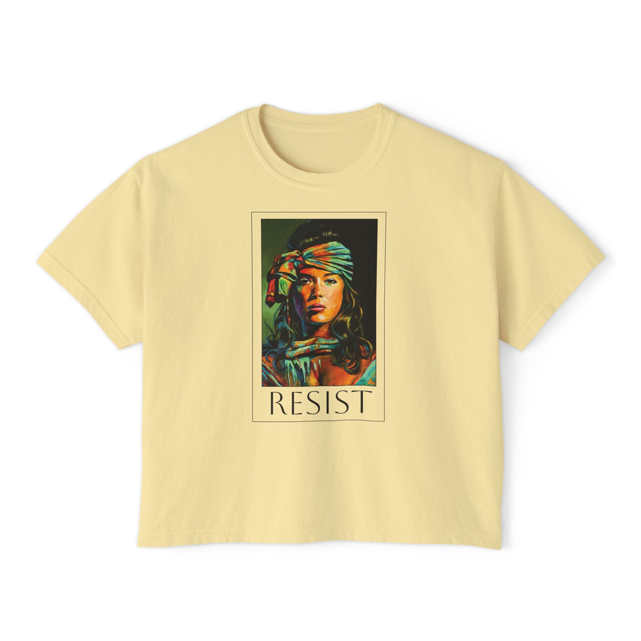 Resist Portrait Boxy Tee – Feminist Statement Graphic Tee