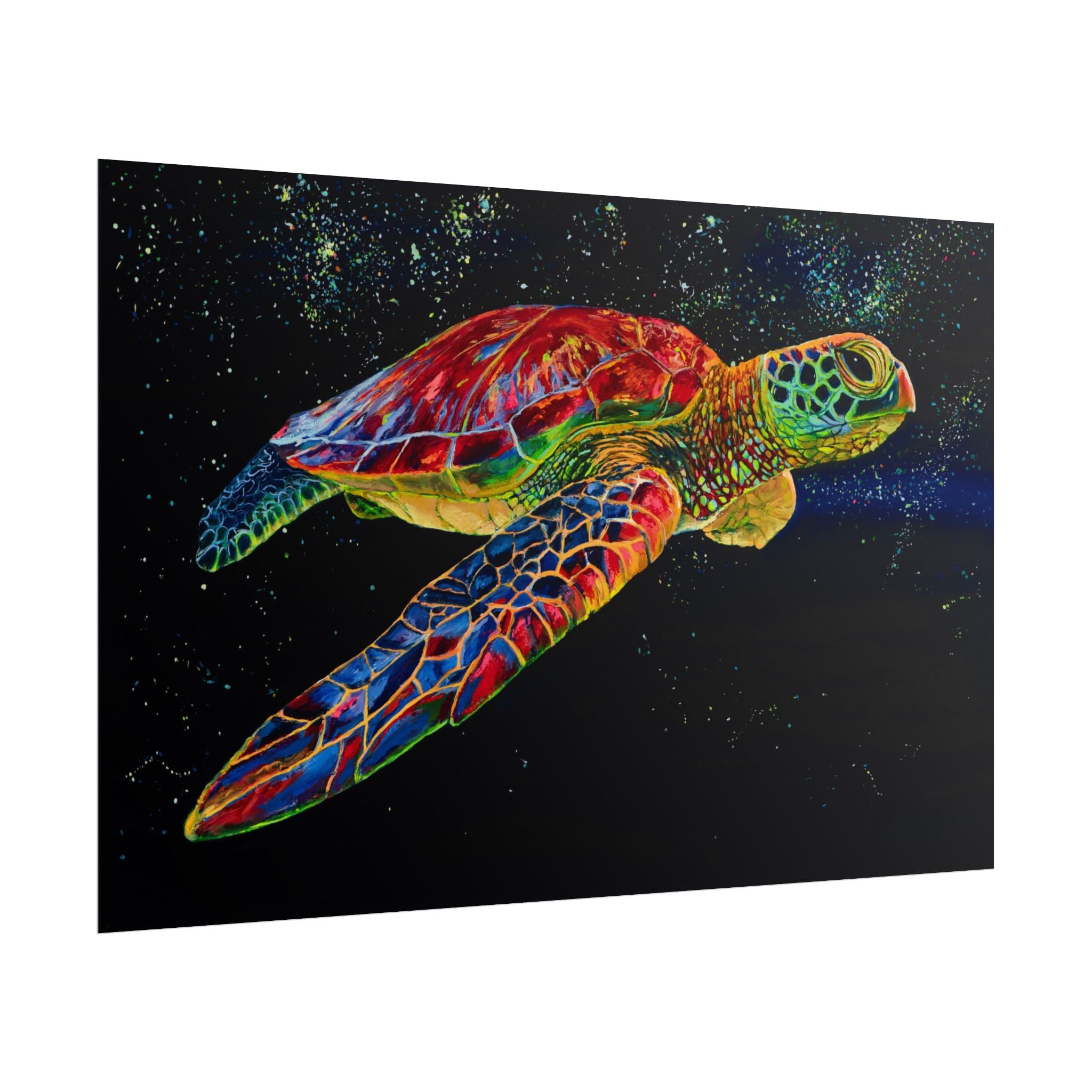 Sea Turtle in Bioluminescence — Rolled Poster