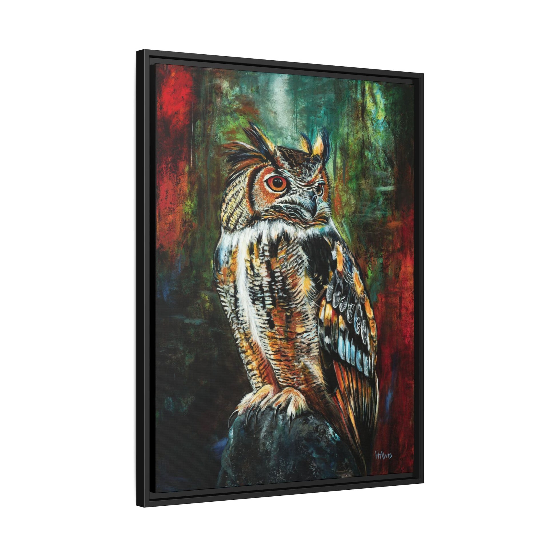 Great Horned Owl - Framed Canvas