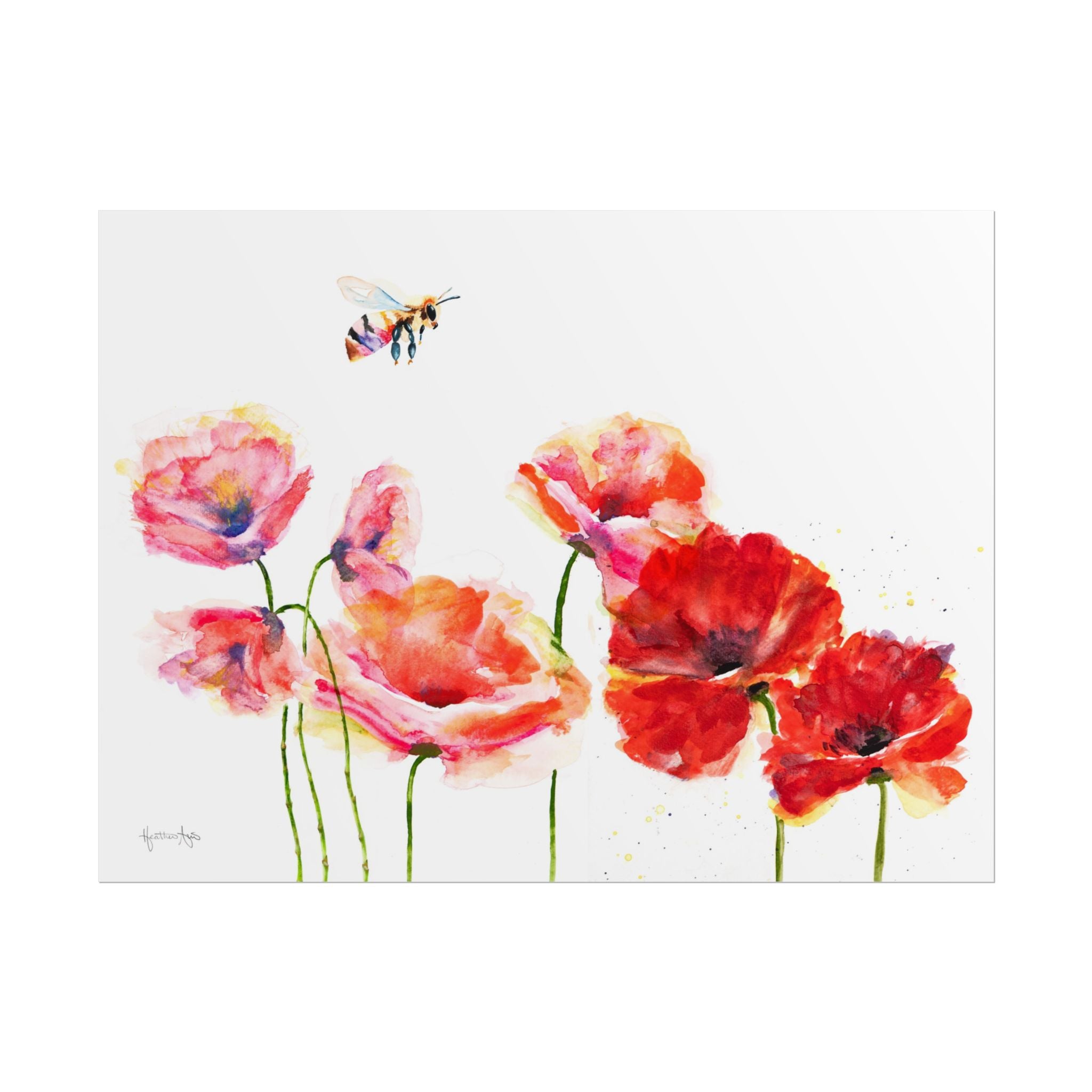 Poppy Field with Honeybee — Rolled Poster