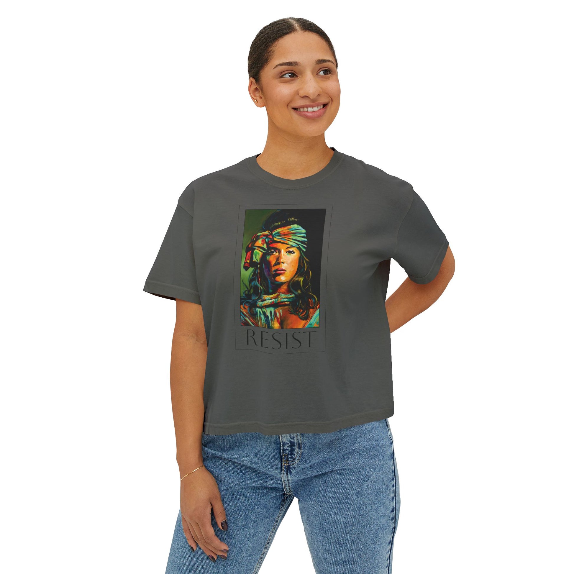 Resist Portrait Boxy Tee – Feminist Statement Graphic Tee