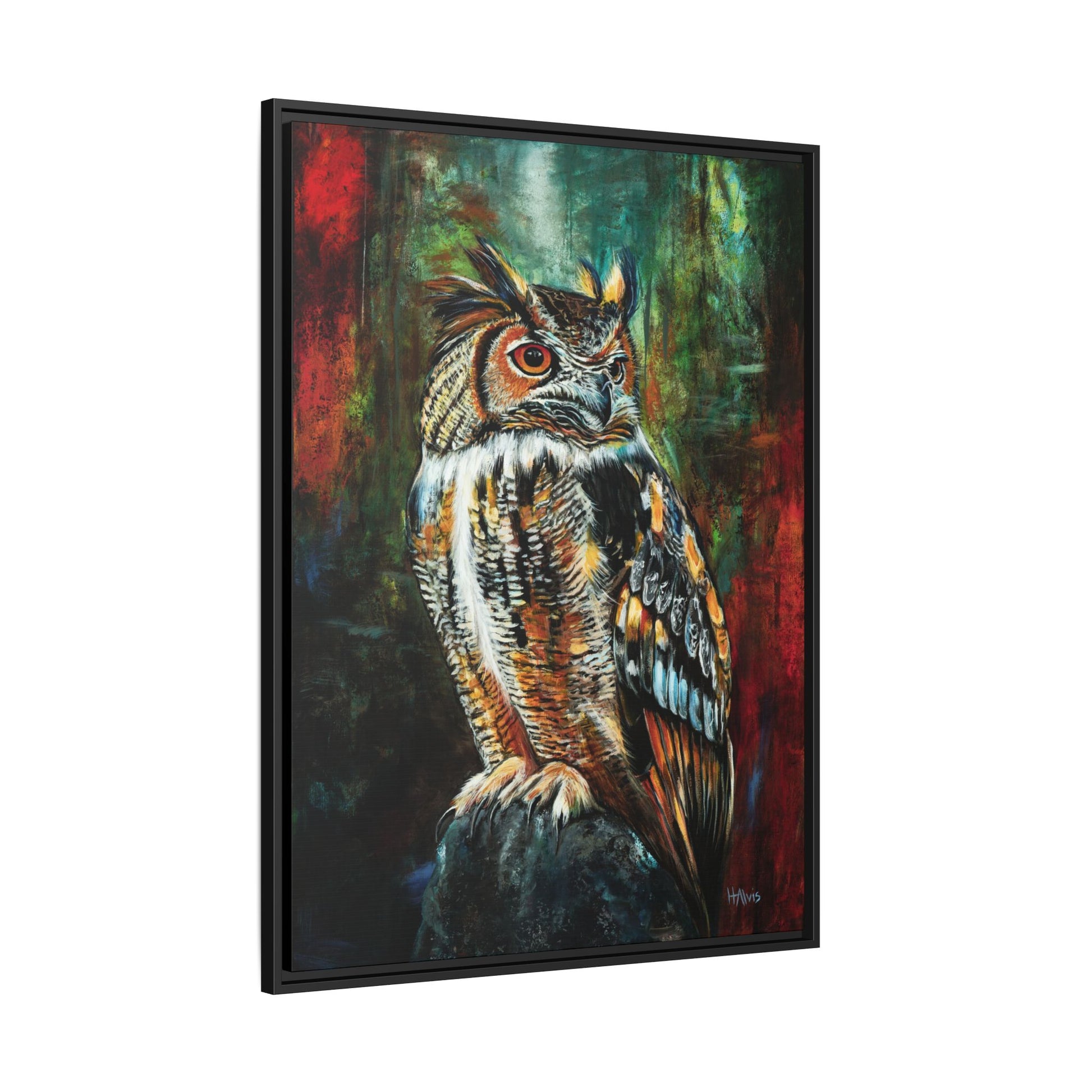 Great Horned Owl - Framed Canvas