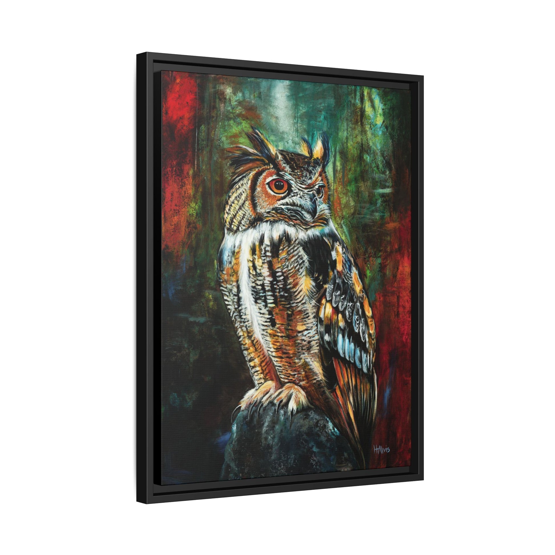 Great Horned Owl - Framed Canvas