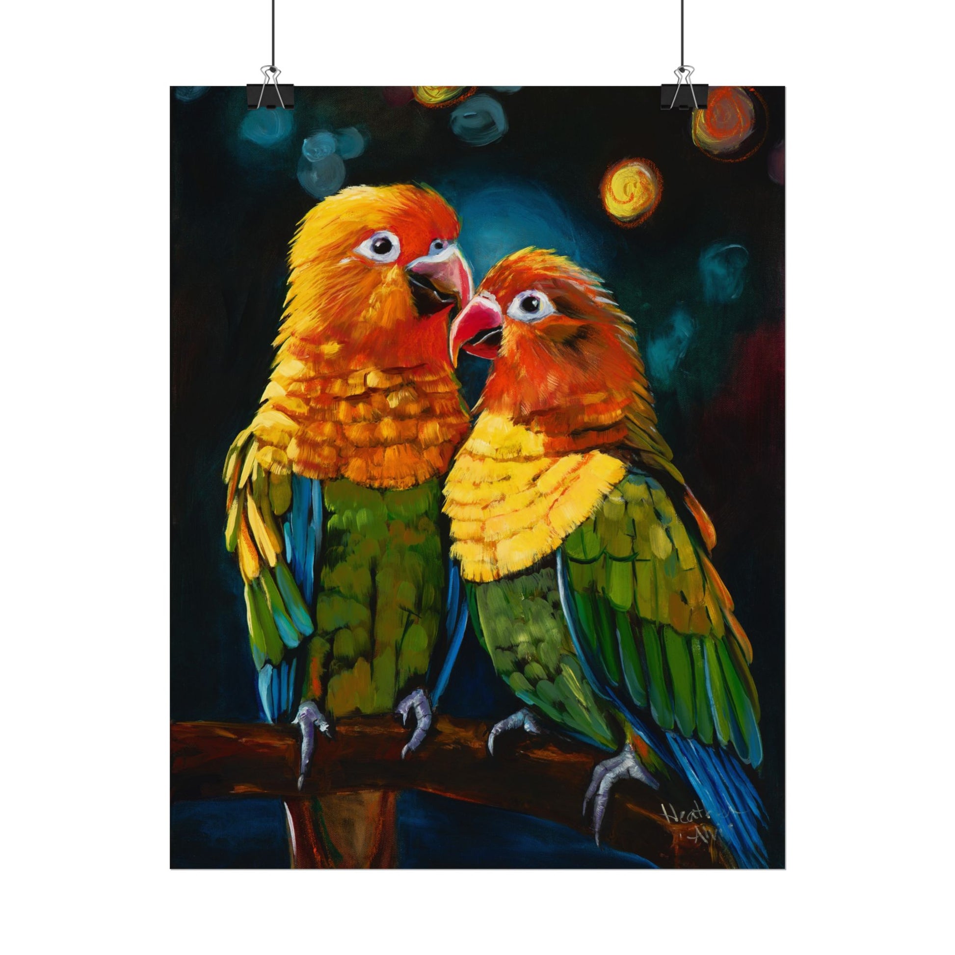 Sun Conure Parrots — Watercolor Paper