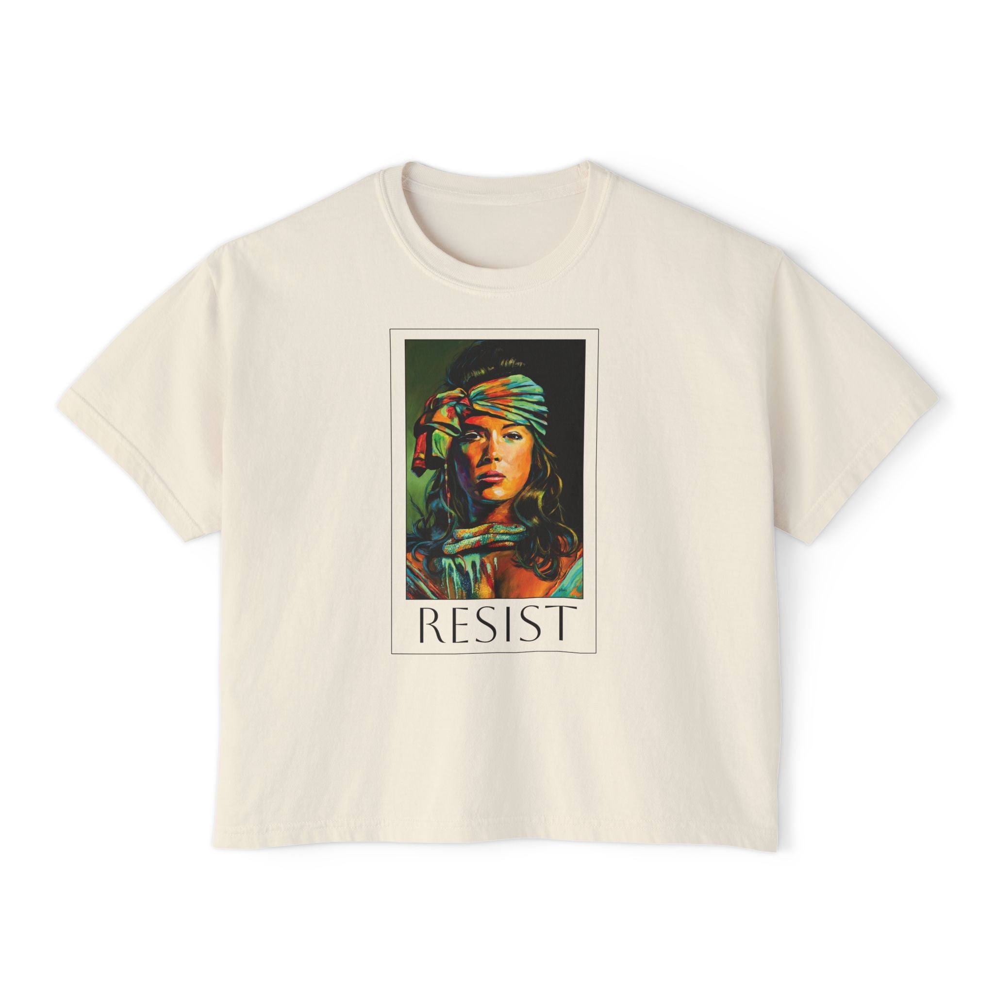 Resist Portrait Boxy Tee – Feminist Statement Graphic Tee
