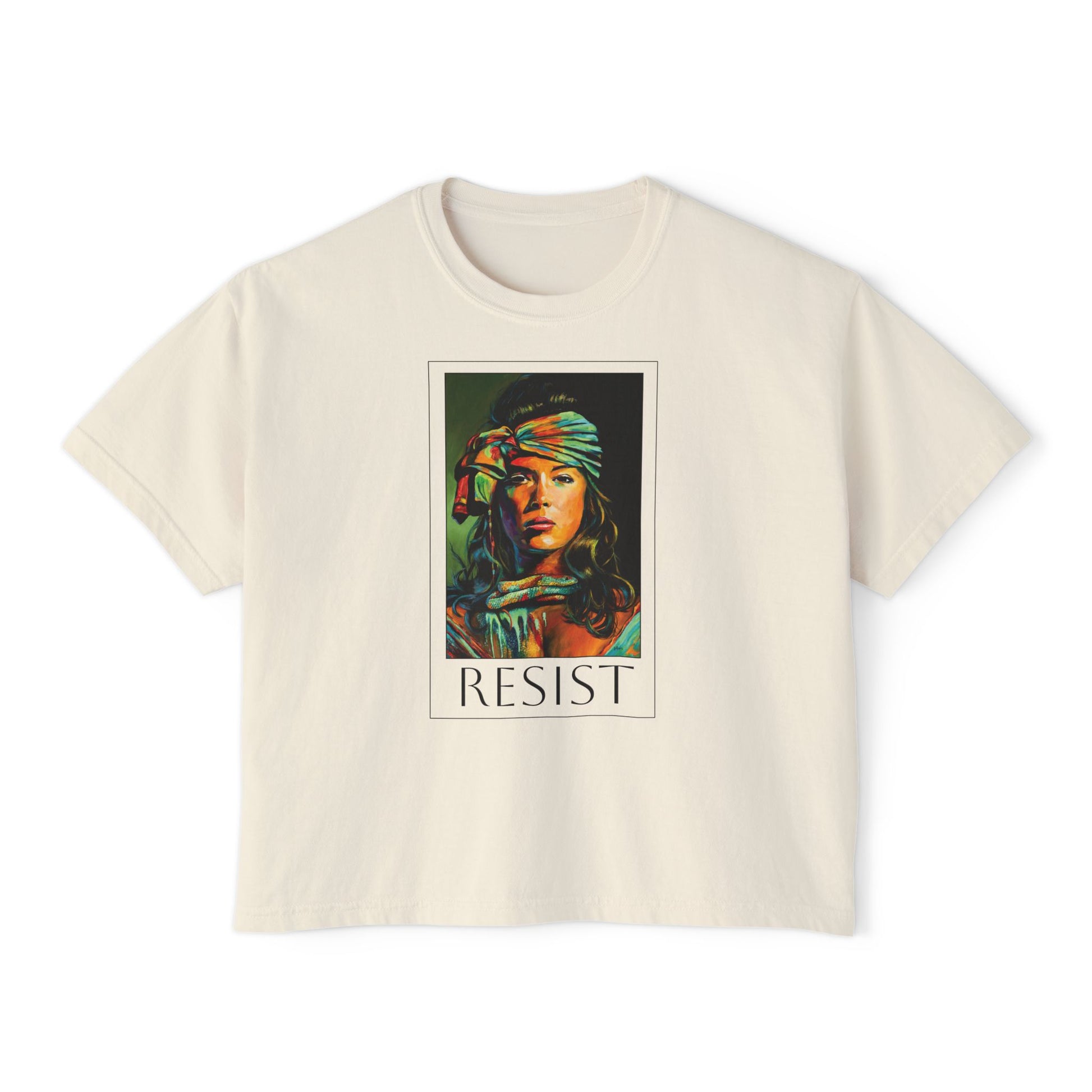 Resist Portrait Boxy Tee – Feminist Statement Graphic Tee