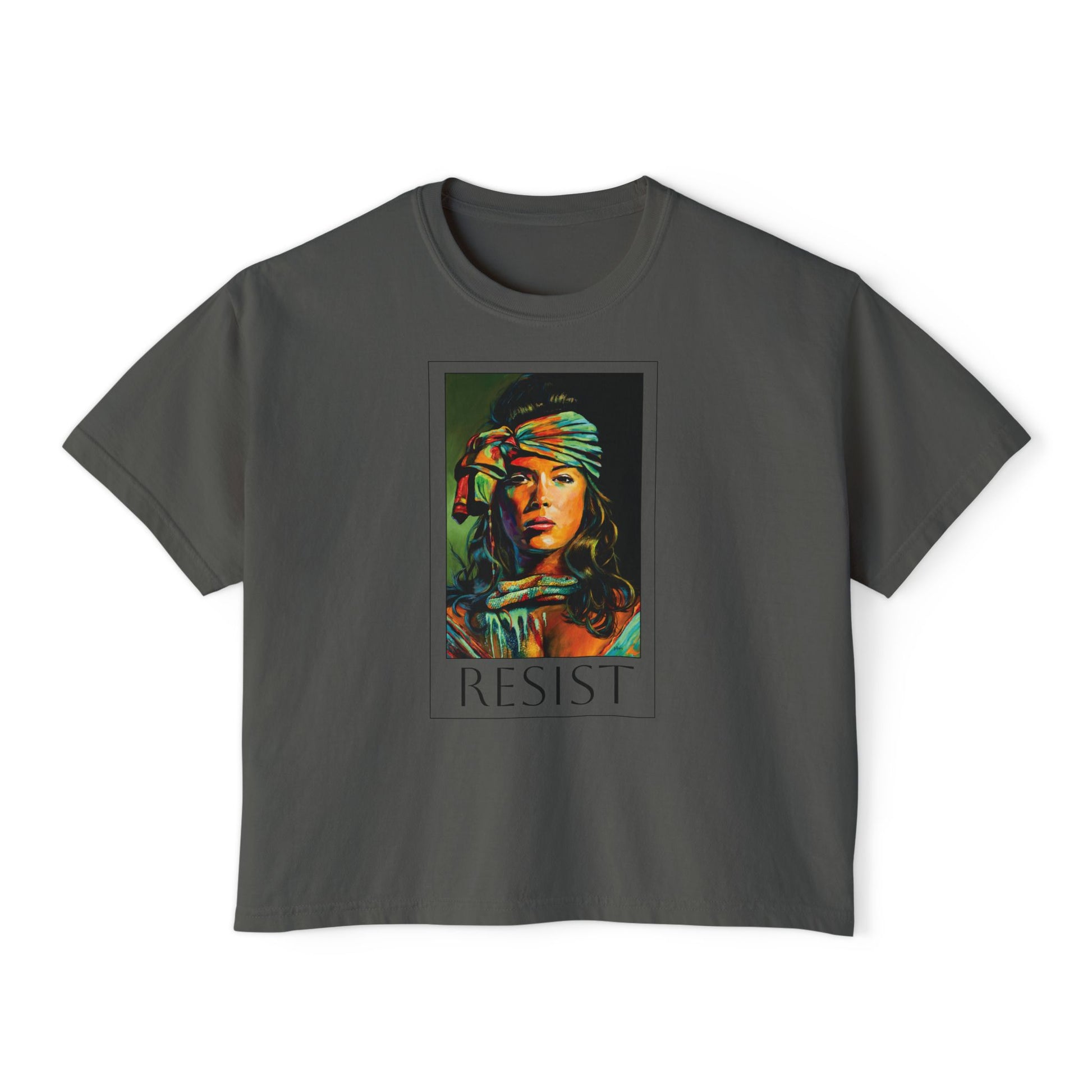 Resist Portrait Boxy Tee – Feminist Statement Graphic Tee