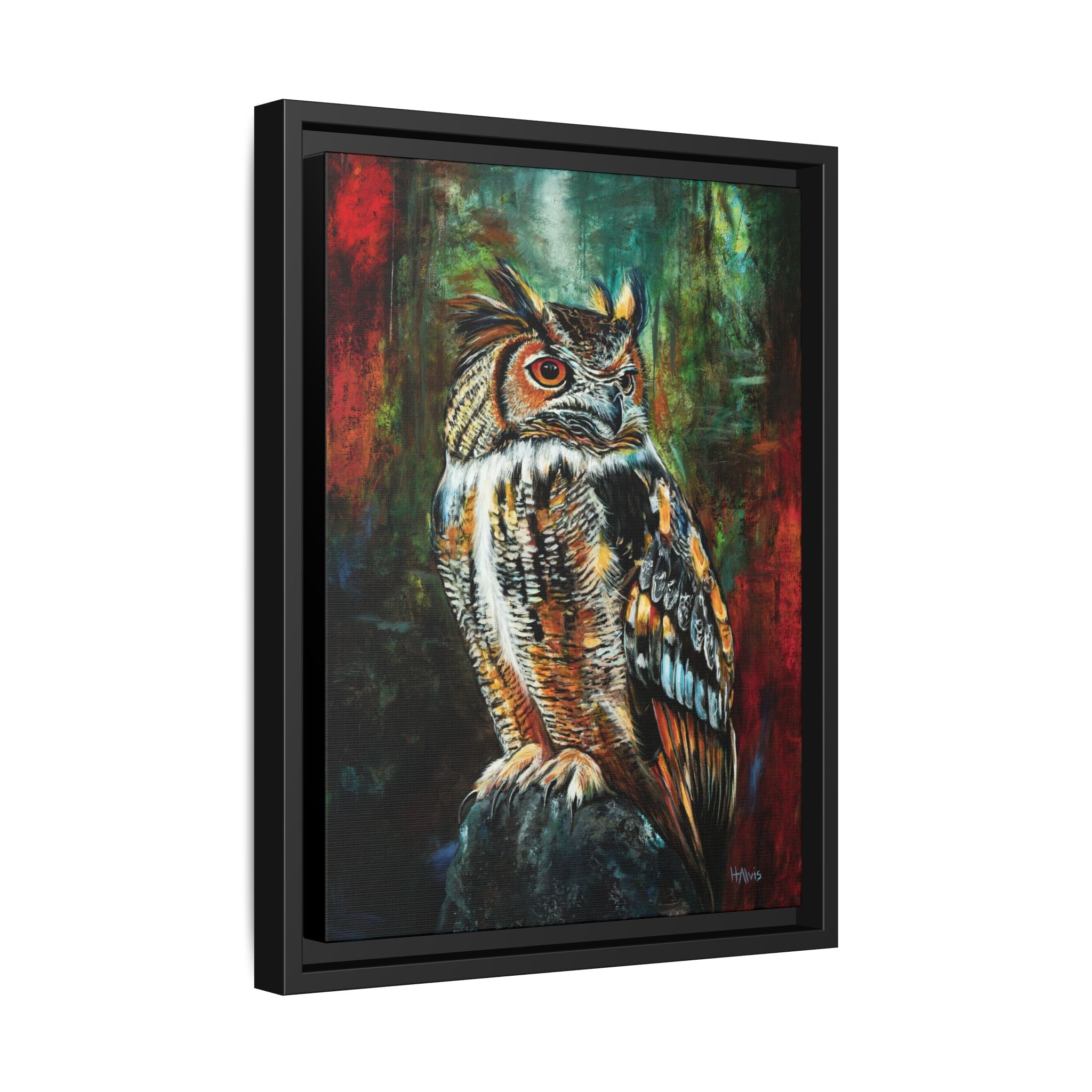 Great Horned Owl - Framed Canvas