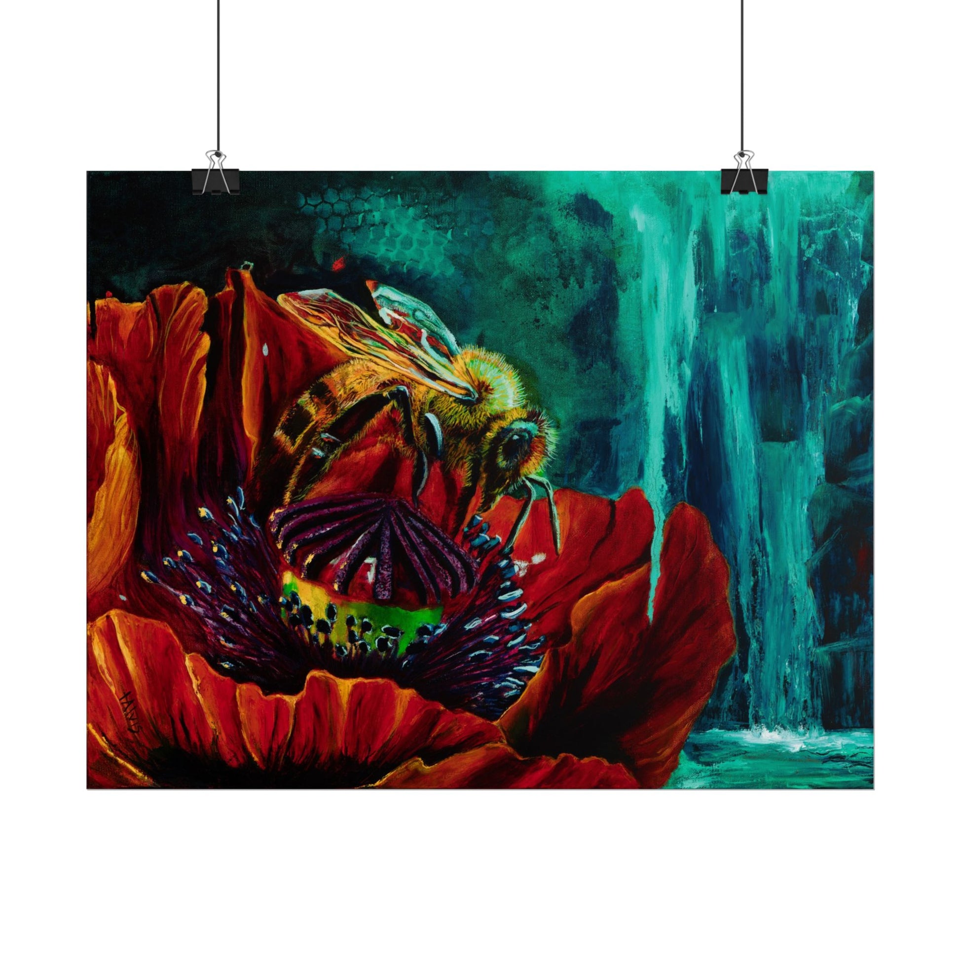 Honeybee and the Poppy — Rolled Poster