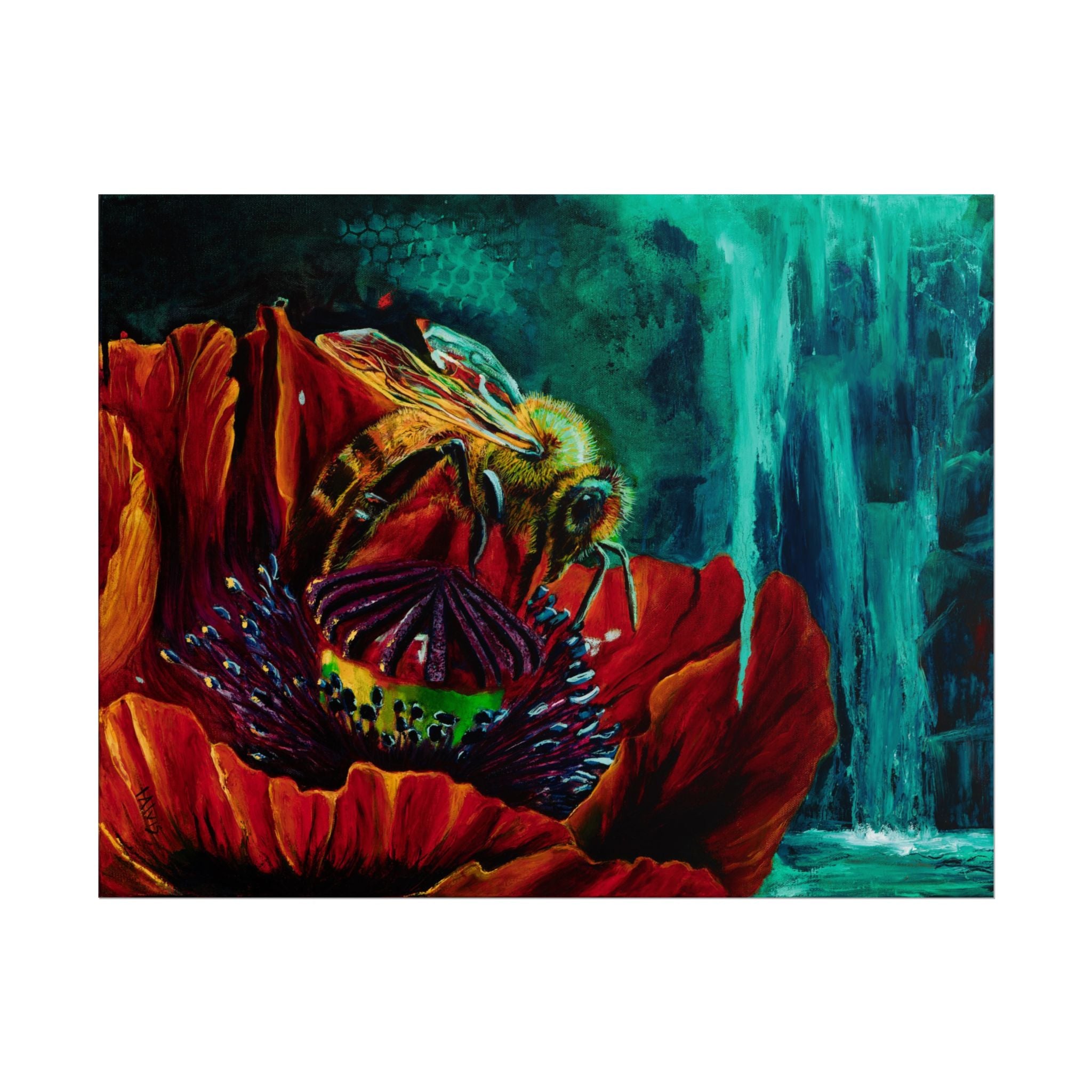 Honeybee and the Poppy — Rolled Poster