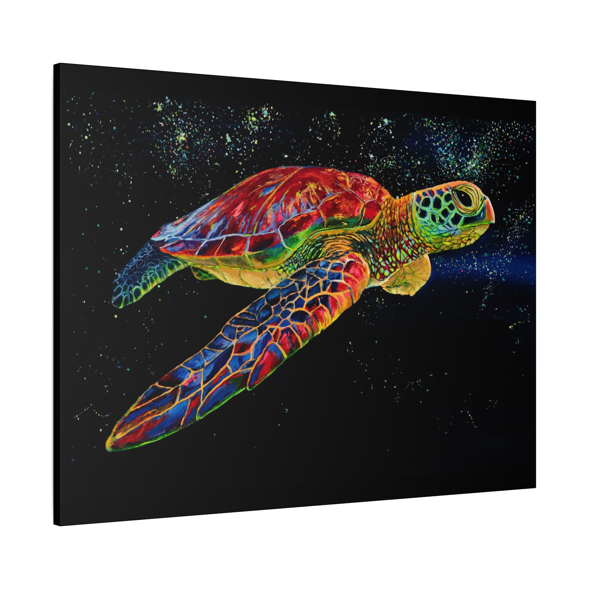 Sea Turtle in Bioluminescence — Stretched Canvas