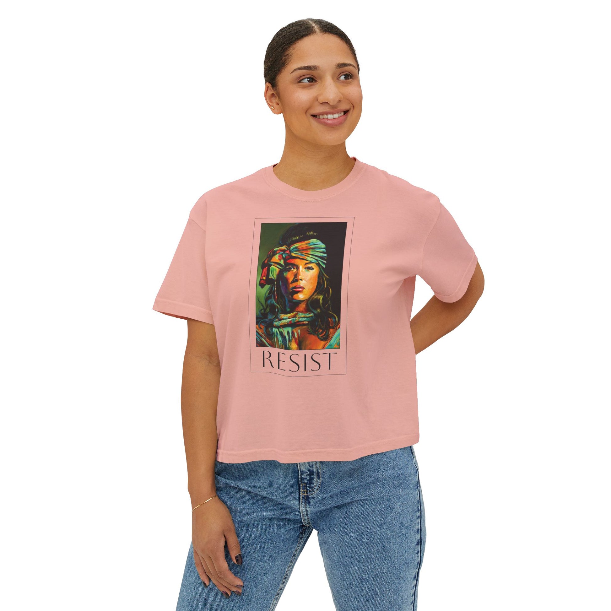 Resist Portrait Boxy Tee – Feminist Statement Graphic Tee
