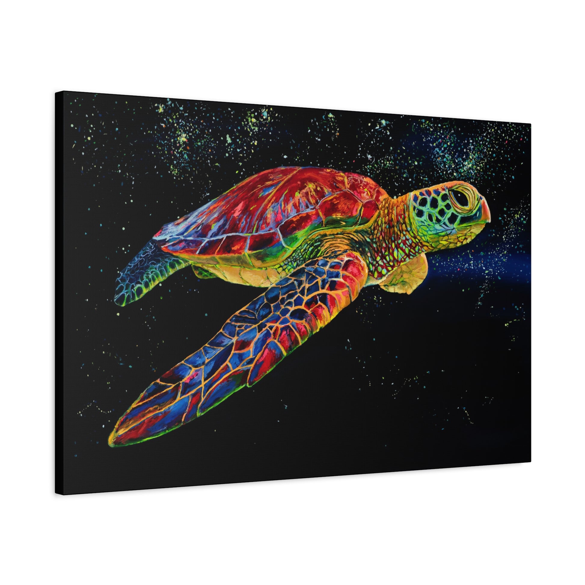 Sea Turtle in Bioluminescence — Stretched Canvas