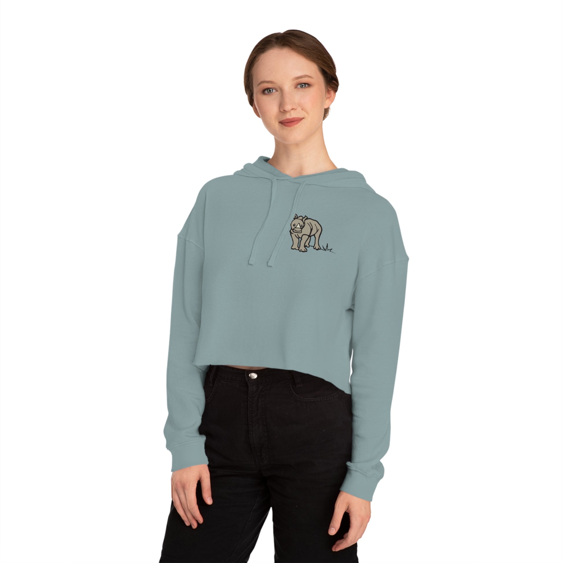 Baby Rhino Cropped Hoodie — Support Rhinos Minimalist Sweatshirt